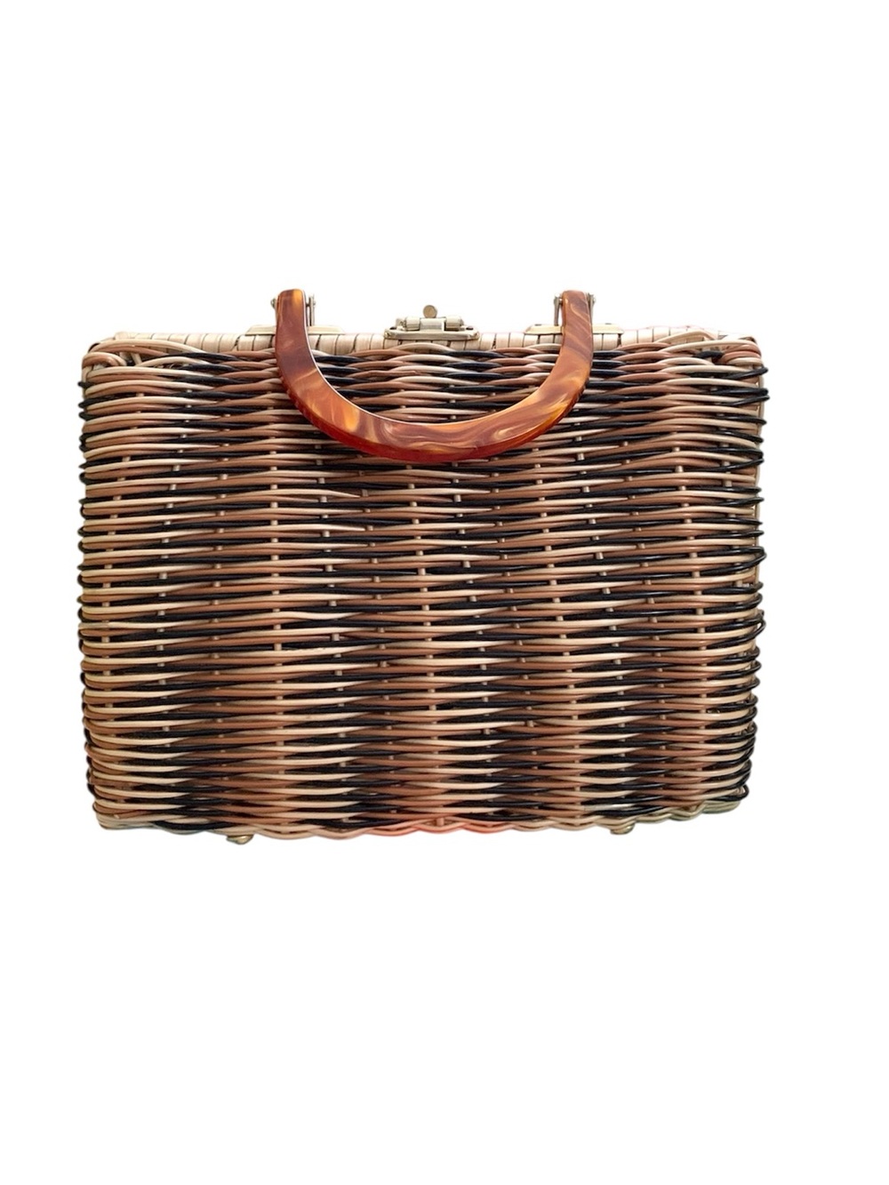 Vintage 1960’s/1970’s Wicker Straw Handbag Made In British Hong Kong